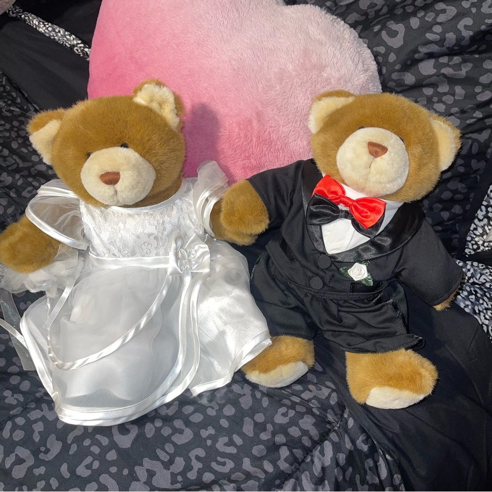 Build-A-Bear Wedding Bears in White and Black Attire